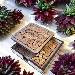 Woody Peen Puzzle Coasters Set